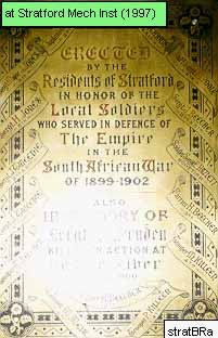 Stratford Mechanics Hall Honour Roll (Boer War)
