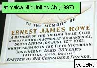 Yielima Rifle Club (Yalca North) Honour Roll (Boer War)