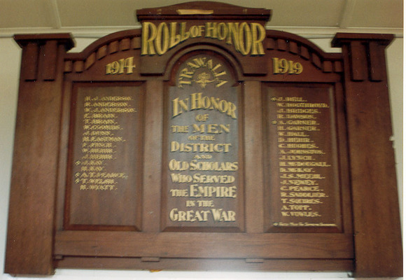 Trawalla Hall Honour Roll (First World War)
