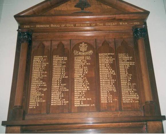 Camperdown Presbyterian Church Honour Roll (First World War)