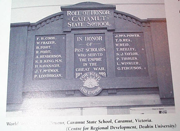 Caramut State School Honour Roll (First World War)