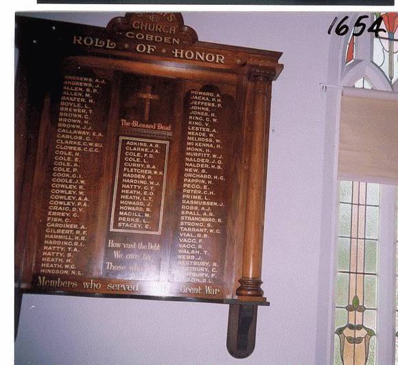 Cobden St Mary's Church Honour Roll (First World War)