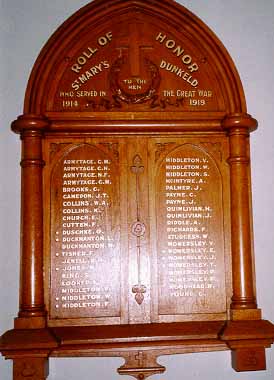 Dunkeld St Mary's Honour Roll (First World War)