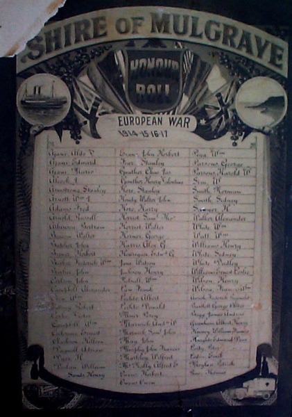 Glen Waverley Mulgrave Shire Honour Roll (First World War)