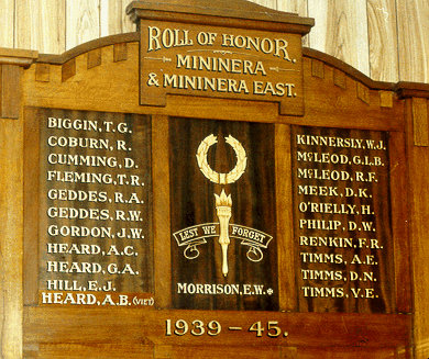 Mininera Hall and Mininera East Honour Roll