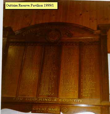 Outtrim Recreation Reserve Honour Roll (First World War)