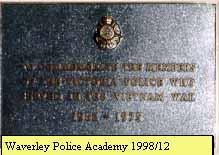 Glen Waverley Police Academy Honour Roll (Plaque) (Vietnam War)