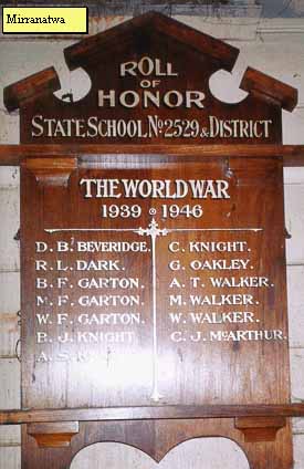 Mirranatwa State School Honour Roll (Second World War)