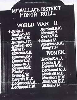 Mt Wallace Honour Roll (Second World War)