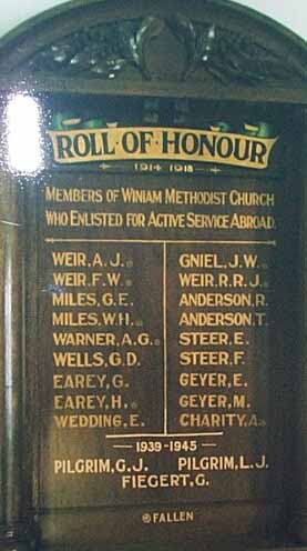 Winiam Methodist Church Honour Roll