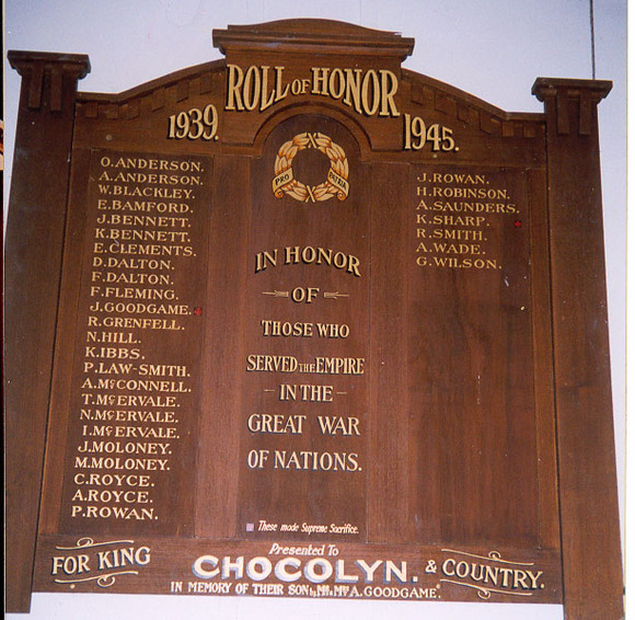 Chocolyn Area Honour Roll (Second World War)