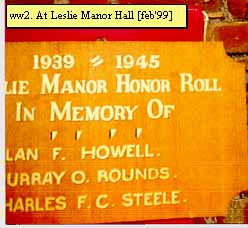Leslie Manor Honour Roll (Second World War)