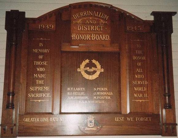 Derrinallum Hall Honour Roll (Second World War)