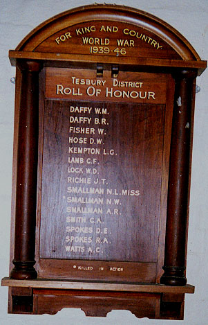 Tesbury District Honour Roll (Second World War)