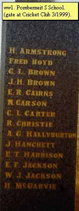 Pomborneit State School Honour Roll (First World War)