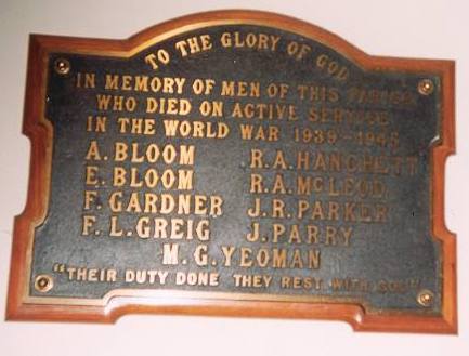 Camperdown Church of England Honour Roll (Second World War)