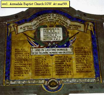 Armadale Baptist Church Stained Glass Window (First World War)