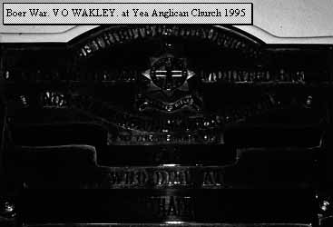 Yea Anglican Church Honour Roll (Boer War)