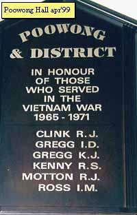 Poowong Hall Honour Roll (Vietnam War)