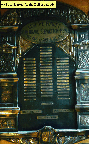 Serviceton Railway Institute Honour Roll (First World War)