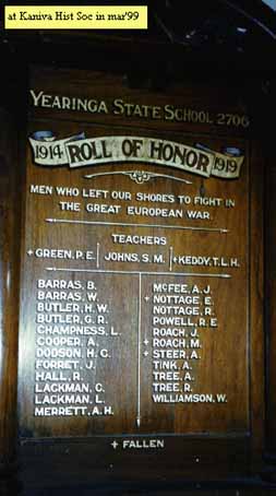 Yearinga School Honour Roll (Second World War)