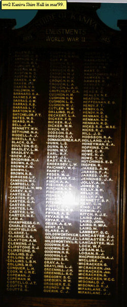 Kaniva Memorial Hall Honour Roll (First World War) (Part A)