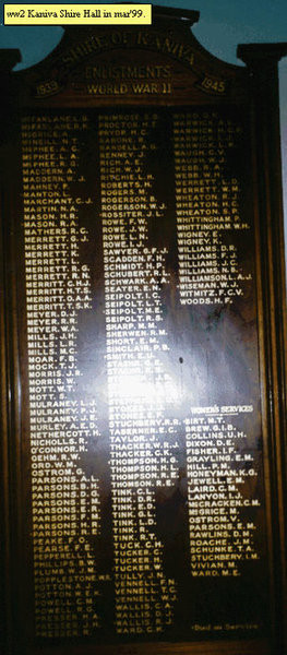 Kaniva Memorial Hall Honour Roll (First World War) (Part B)