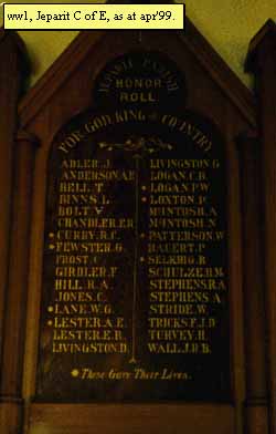 Jeparit Anglican Church Honour Roll (First World War)