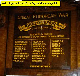 Peppers Plain State School Honour Roll (First World War)