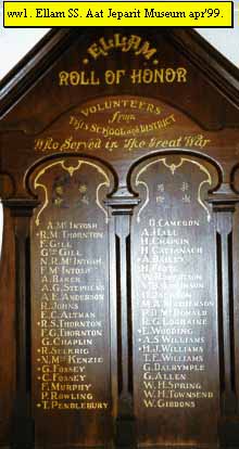 Ellam School Honour Roll (First World War)