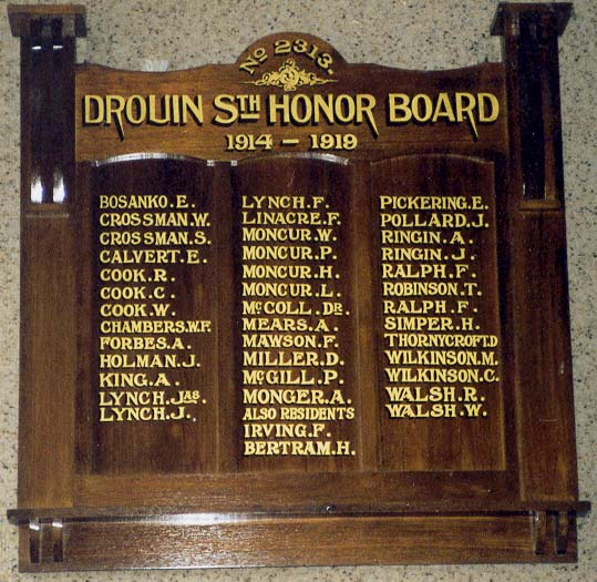 Drouin South State School Honour Roll (First World War)