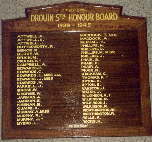 Drouin South Honour Roll (Second World War)