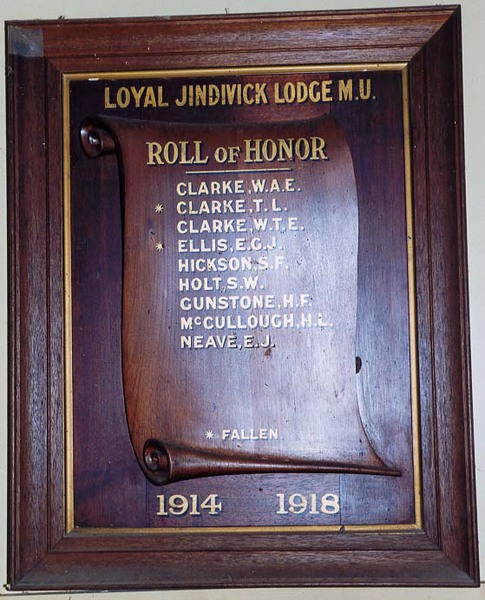 Jindivick Manchester Unity Honour Roll (First World War)