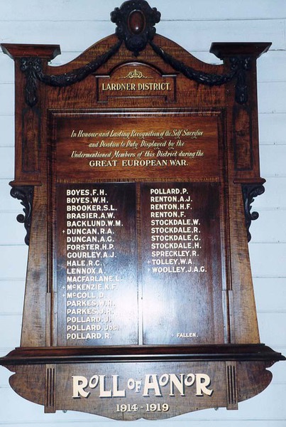 Lardner District Honour Roll (First World War)