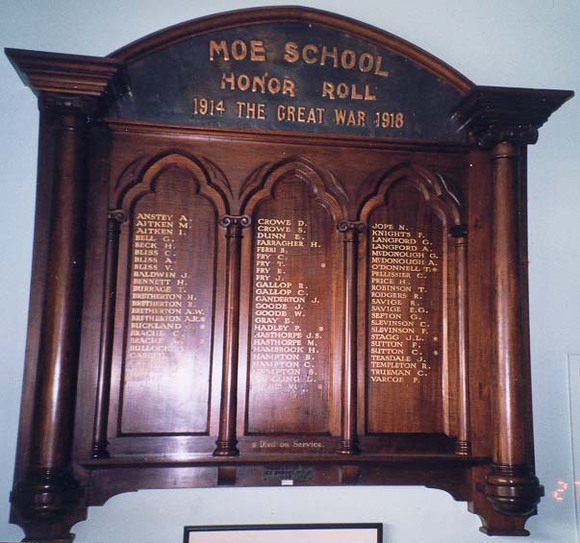Moe State School Honour Roll (First World War)