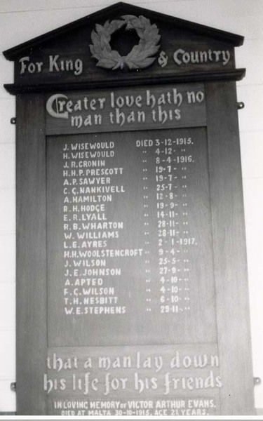 Neerim Anglican Church Honour Roll (First World War)