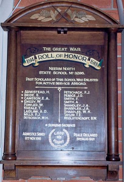 Neerim North State School Honour Roll (First World War)