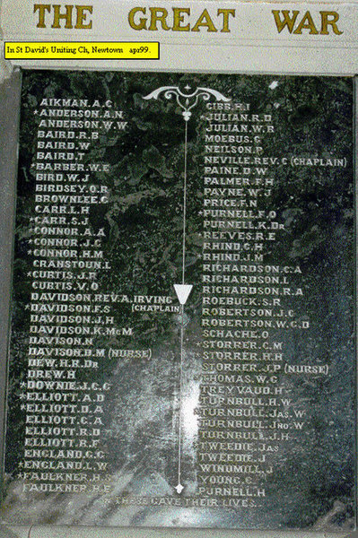 Aphrasia Street Uniting Church Honour Roll (Newtown) (First World War)