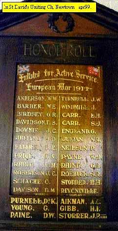 Aphrasia Street Uniting Church Honour Roll (Newtown) (First World War)