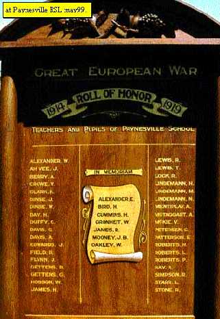 Paynesville State School Honour Roll (First World War)