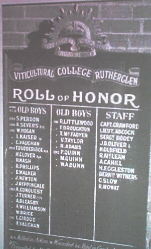 Rutherglen Viticulture College Honour Roll (First World War)