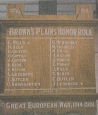 Browns Plains State School Honour Roll (First World War)