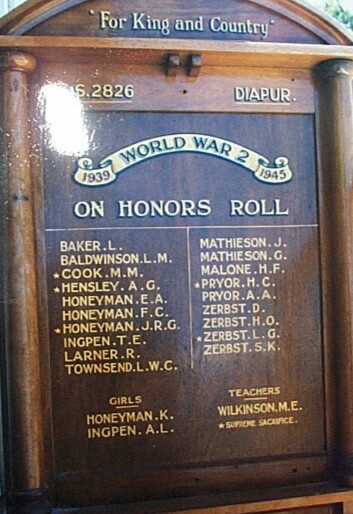 Diapur State School Honour Roll (Second World War) (Part B)