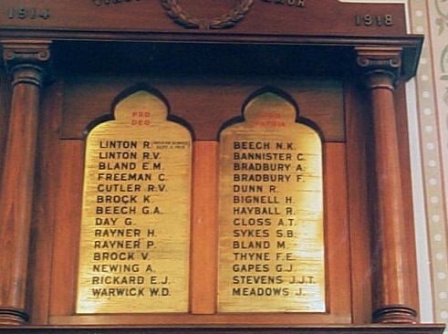 Brighton Congregational Church Honour Roll (Black Street) (First World War)