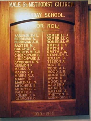 Brighton Methodist Church Honour Roll (Male Street) (Second World War)