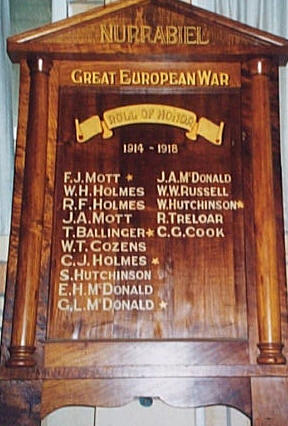 Nurrabiel Uniting Church Honour Roll (First World War)