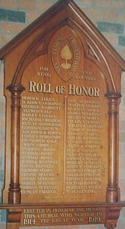 Buninyong Presbyterian Church Honour Roll (First World War)