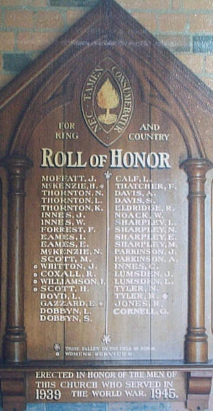 Buninyong Presbyterian Church Honour Roll (Second World War)