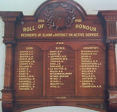 Elaine District Honour Roll (First World War)
