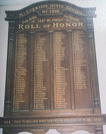 Mt Egerton State School Honour Roll (First World War)